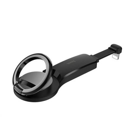 Hoco Lightning & 3.5 mm Adapter LS22 - двоен Lightning адаптер за устройства с Lightning порт и поставка (черен)