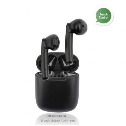 4smarts True Wireless Stereo Headset Eara SkyPods Touch - безжични Bluetooth слушалки с микрофон за мобилни устройства (черен) 