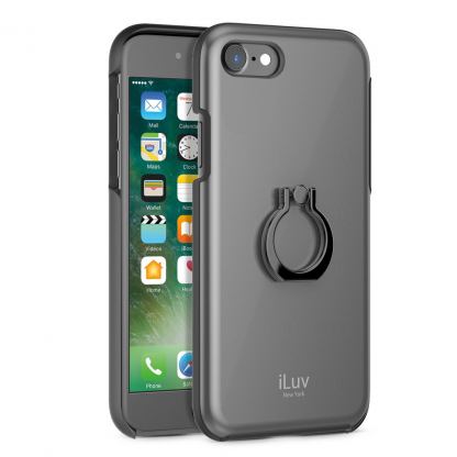 iLuv Metal Forge Ring Case - поликарбонатов кейс с пръстен против изпускане за iPhone SE (2020), iPhone 8, iPhone 7 (сив)