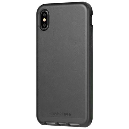 Tech21 Evo Luxe Kenley Case - хибриден кожен кейс с висока защита за iPhone XS, iPhone X (черен)