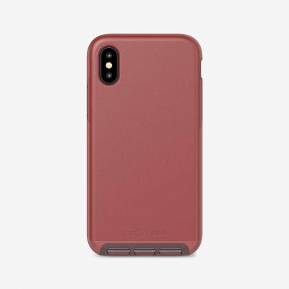 Tech21 Evo Luxe Case - хибриден кожен кейс с висока защита за iPhone XS, iPhone X (червен)