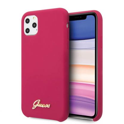 Guess Hard Silicone Case - силиконов (TPU) калъф за iPhone 11 Pro Max (червен)