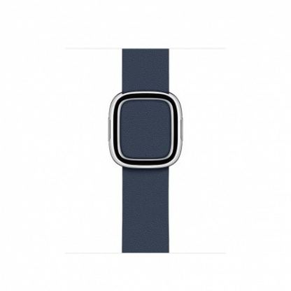 Apple Modern Buckle Band Small - оригинална кожена каишка за Apple Watch 38мм, 40мм (тъмносин)