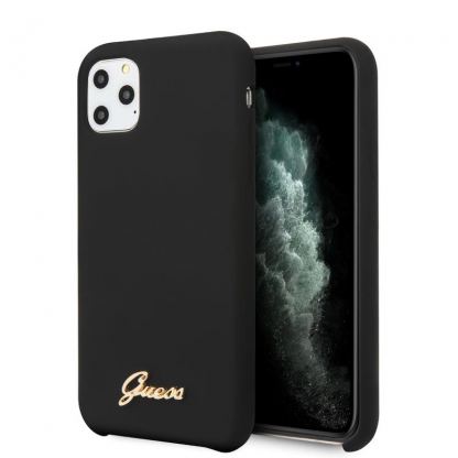 Guess Hard Silicone Case - силиконов (TPU) калъф за iPhone 11 Pro Max (черен)