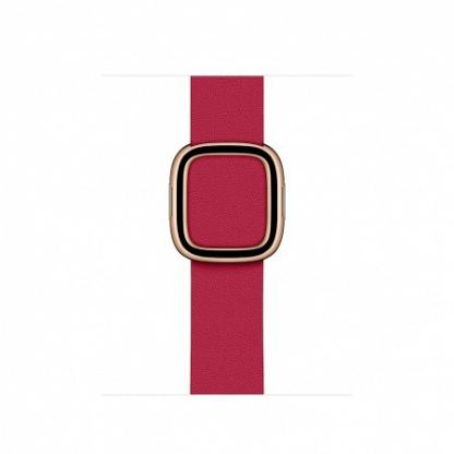 Apple Modern Buckle Band Medium - оригинална кожена каишка за Apple Watch 38мм, 40мм (тъмнорозов)