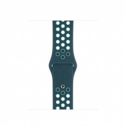 Apple Watch Nike Sport Band - оригинална силиконова каишка за Apple Watch 42мм, 44мм (тъмнозелен-син)