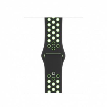 Apple Watch Nike Sport Band - оригинална силиконова каишка за Apple Watch 42мм, 44мм (черен-зелен)
