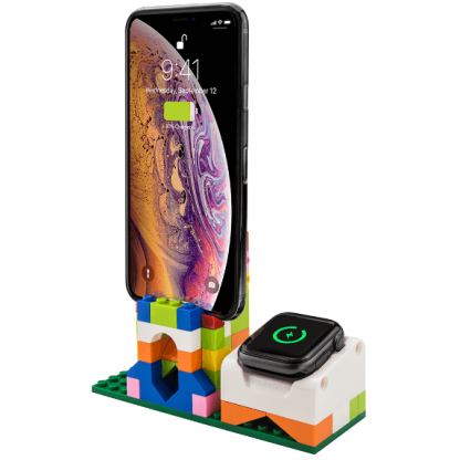 SwitchEasy Blocks Charging Stand - поставка (докинг станция) тип лего за iPhone и Apple Watch (бял)