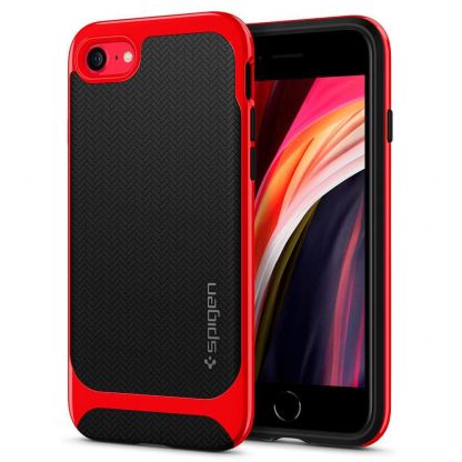 Spigen Neo Hybrid Case - хибриден кейс с висока степен на защита за iPhone SE (2020), iPhone 8, iPhone 7 (червен)