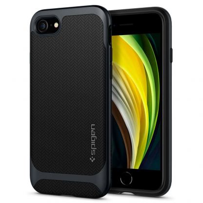 Spigen Neo Hybrid Case - хибриден кейс с висока степен на защита за iPhone SE (2020), iPhone 8, iPhone 7 (тъмносив)