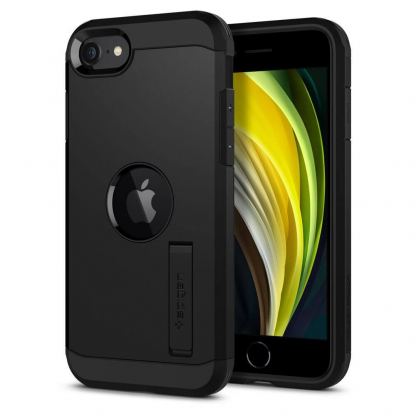 Spigen Tough Armor Case - хибриден кейс с най-висока степен на защита за iPhone SE (2020) (черен)