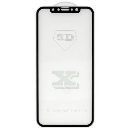Premium Full Glue 5D Tempered Glass - обхващащо и ръбовете стъклено защитно покритие за дисплея на iPhone 11 Pro, iPhone XS, iPhone X (черен)