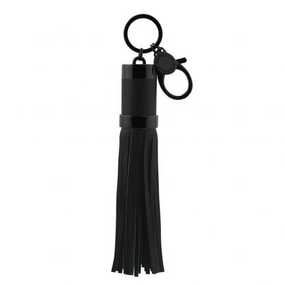 Rebecca Minkoff Power Tassel Lightning to USB Cable - кабел тип ключодържател и външна батерия (900 mAh) за всички устройства с Lightning порт (черен)