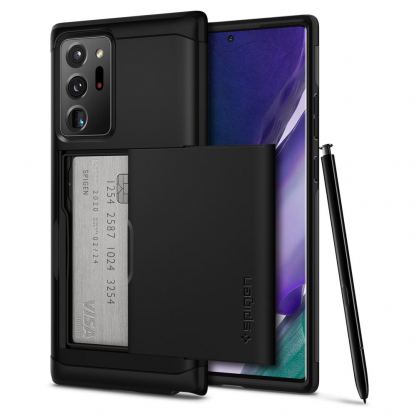 Spigen Slim Armor CS Case - хибриден кейс с отделение за кр. карти и най-висока степен на защита за Samsung Galaxy Note 20 Ultra (черен)