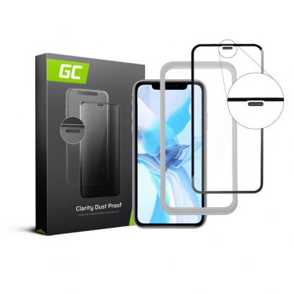 Green Cell Clarity Dust Proof 3D Full Cover Glass - калено стъклено защитно покритие за целия дисплей на iPhone 11 (прозрачен-черен)