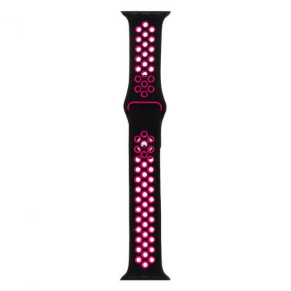 Tactical 144 Double Silicone Sport Band - силиконова каишка за Apple Watch 38мм, 40мм (черен-розов)