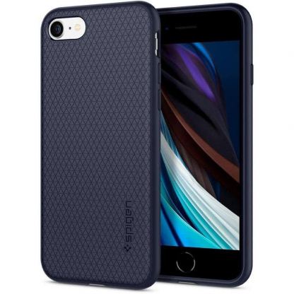 Spigen Liquid Air Case - силиконов (TPU) калъф с висока степен на защита за iPhone SE (2020), iPhone 8, iPhone 7 (тъмносин)