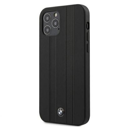BMW Signature Tire Marks Hard Case - кожен кейс (естествена кожа) за iPhone 12, iPhone 12 Pro (черен)