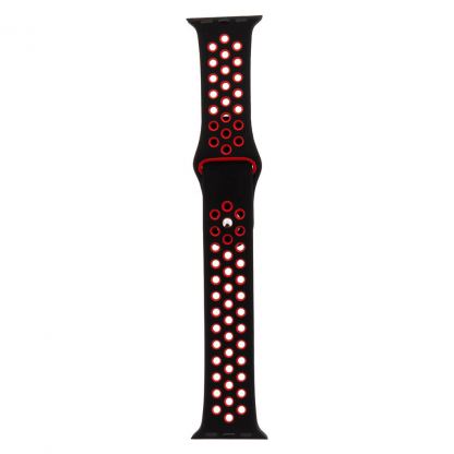 Tactical 145 Double Silicone Sport Band - силиконова каишка за Apple Watch 42мм, 44мм (черен-червен)