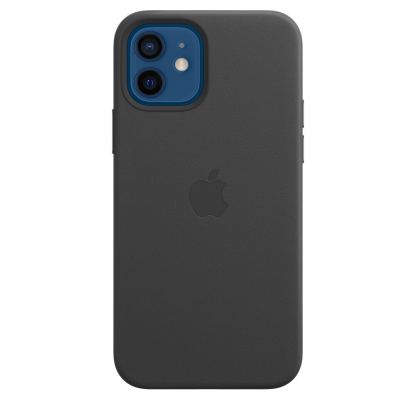 Apple iPhone Leather Case with MagSafe - оригинален кожен кейс (естествена кожа) за iPhone 12, iPhone 12 Pro (черен)