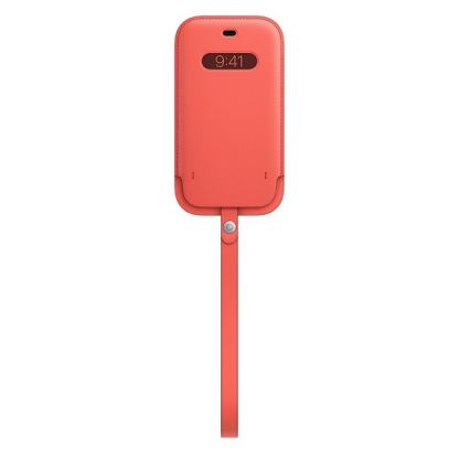 Apple iPhone Leather Sleeve with MagSafe - оригинален кожен калъф, тип джоб за iPhone 12, iPhone 12 Pro (розов)