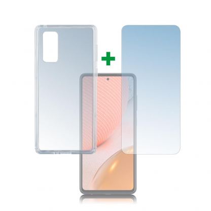 4smarts 360° Protection Set - тънък силиконов кейс и стъклено защитно покритие за дисплея на Samsung Galaxy A72 5G (прозрачен)