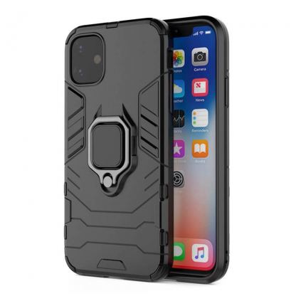 Ring Armor Case - хибриден удароустойчив кейс с пръстен против изпускане за Huawei P Smart S (черен)
