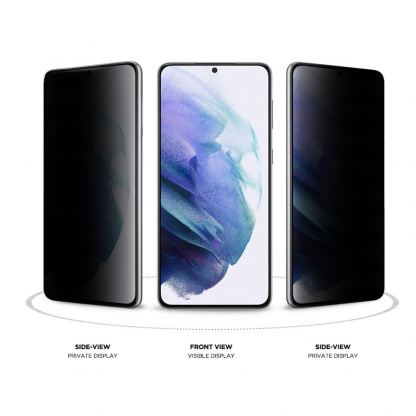 Eiger Mountain Glass Black Curved Anti-Spy Privacy Filter Tempered Glass - калено стъклено защитно покритие с извити ръбове и определен ъгъл на виждане за дисплея на Samsung Galaxy S21 Plus