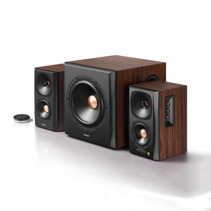 Edifier S360DB Bookshelf Speakers with Subwoofer - безжични 2.1 аудио спийкъри със субуфер (кафяв)