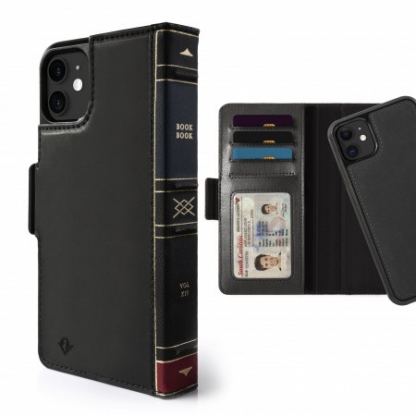 TwelveSouth BookBook Premium Leather Vol 2 - луксозен кожен калъф (с кейс) тип портфейл за iPhone 11 (черен)