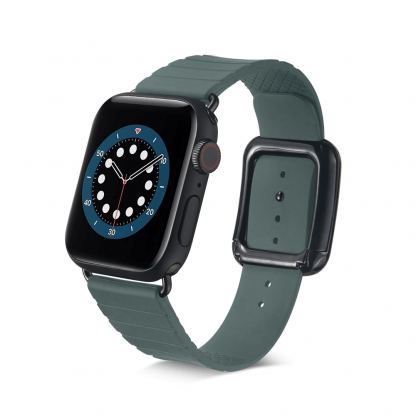 JC Design Modern Buckle Band - силиконова каишка с магнитна закопчалка за Apple Watch 38мм, 40мм (тъмнозелен)