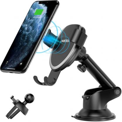 Choetech Gravity Car Wireless Charger Stand 10W - поставка за кола с безжично зареждане за Qi съвместими смартфони (черен)