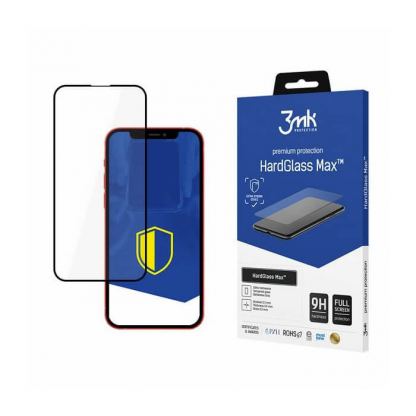 3MK HardGlass Max Full Screen Tempered Glass - калено стъклено защитно покритие за дисплея на iPhone 13, iPhone 13 Pro (черен-прозрачен)