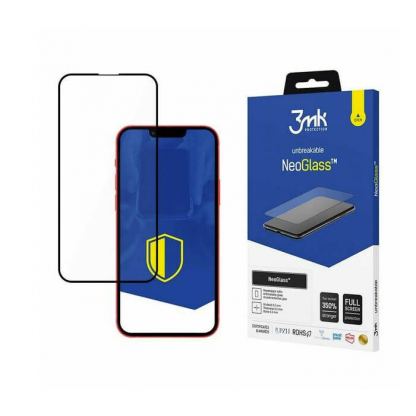 3mk NeoGlass Screen Protector - хибридно стъклено защитно покритие за дисплея на iPhone 13, iPhone 13 Pro (черен-прозрачен)