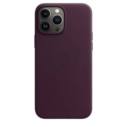 Apple iPhone Leather Case with MagSafe - оригинален кожен кейс (естествена кожа) за iPhone 13 Pro Max (бордо)