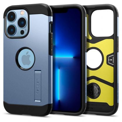 Spigen Tough Armor Case - хибриден кейс с най-висока степен на защита за iPhone 13 Pro (син)