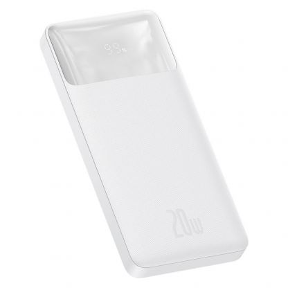 Baseus Bipow Digital Display Power Bank 20W 10000 mAh (PPDML-L02) - външна батерия с два USB-A и един USB-C изходи и технология за бързо зареждане (бял)