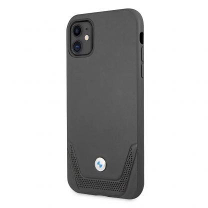 BMW Signature Leather Lower Stripe Leather Case - кожен кейс (естествена кожа) за iPhone 11 (черен)