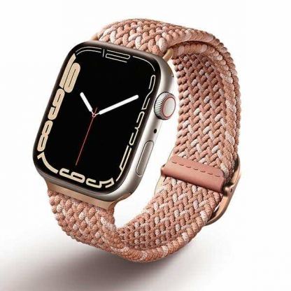 Uniq Aspen Adjustable Braided Band  - текстилна каишка за Apple Watch 38мм, 40мм, 41мм (светлорозов)