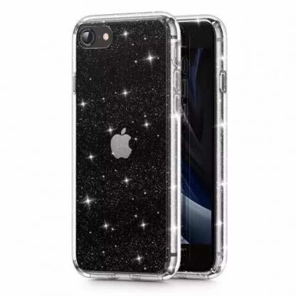 Tech-Protect Glitter TPU Clear Case - силиконов (TPU) калъф за iPhone SE (2022), iPhone SE (2020), iPhone 8, iPhone 7 (прозрачен)