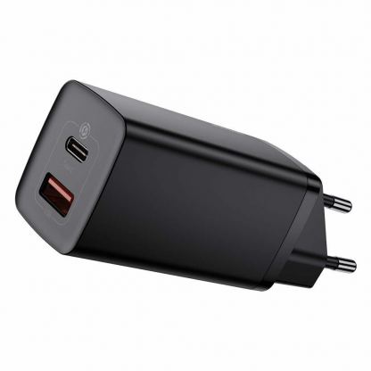 Baseus GaN 2 Lite Charger 65W (CCGAN2L-B01) - захранване за ел. мрежа за лаптопи, смартфони и таблети с USB-A и USB-C изходи и с технология за бързо зареждане (черен)