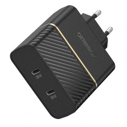 Otterbox Dual Fast Wall Charger 50W Charger - захранване за ел. мрежа смартфони и таблети с 2xUSB-C изхода и с технология за бързо зареждане (черен)