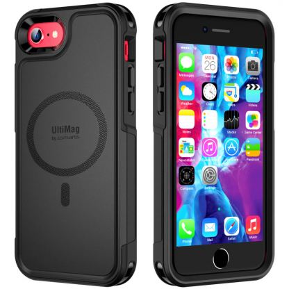 4smarts Defend Case with UltiMag - хибриден удароустойчив кейс с MagSafe за iPhone SE (2022), iPhone SE (2020), iPhone 8, iPhone 7 (черен)
