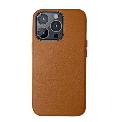 Comma Legend Leather MagSafe Case - хибриден кожен кейс с висока защита с MagSafe за iPhone 14 (кафяв)