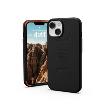 Urban Armor Gear Civilian MagSafe Case - удароустойчив хибриден кейс с MagSafe за iPhone 14 (черен)