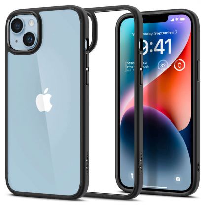 Spigen Ultra Hybrid Case - хибриден кейс с висока степен на защита за iPhone 14 (черен-прозрачен)