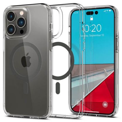 Spigen Ultra Hybrid MagSafe Case - хибриден кейс с висока степен на защита с MagSafe за iPhone 14 Pro Max (прозрачен-черен) 