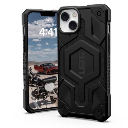 Urban Armor Gear Monarch Pro MagSafe Case - удароустойчив хибриден кейс с MagSafe за iPhone 14 Plus (черен)