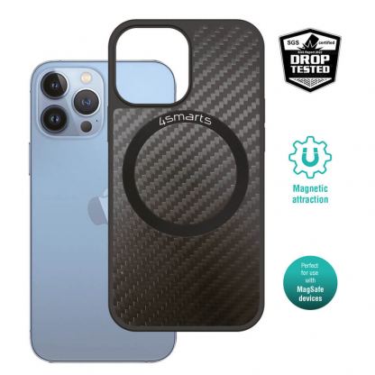 4smarts Carbon Case With UltiMag - удароустойчив кейс с карбоново покритие и MagSafe за iPhone 14 Plus (черен)