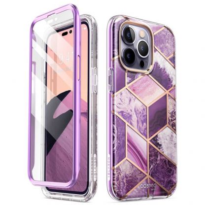 i-Blason Cosmo SupCase Protective Case - удароустойчив хибриден кейс с вграден протектор за дисплея за iPhone 14 Pro Max (лилав)